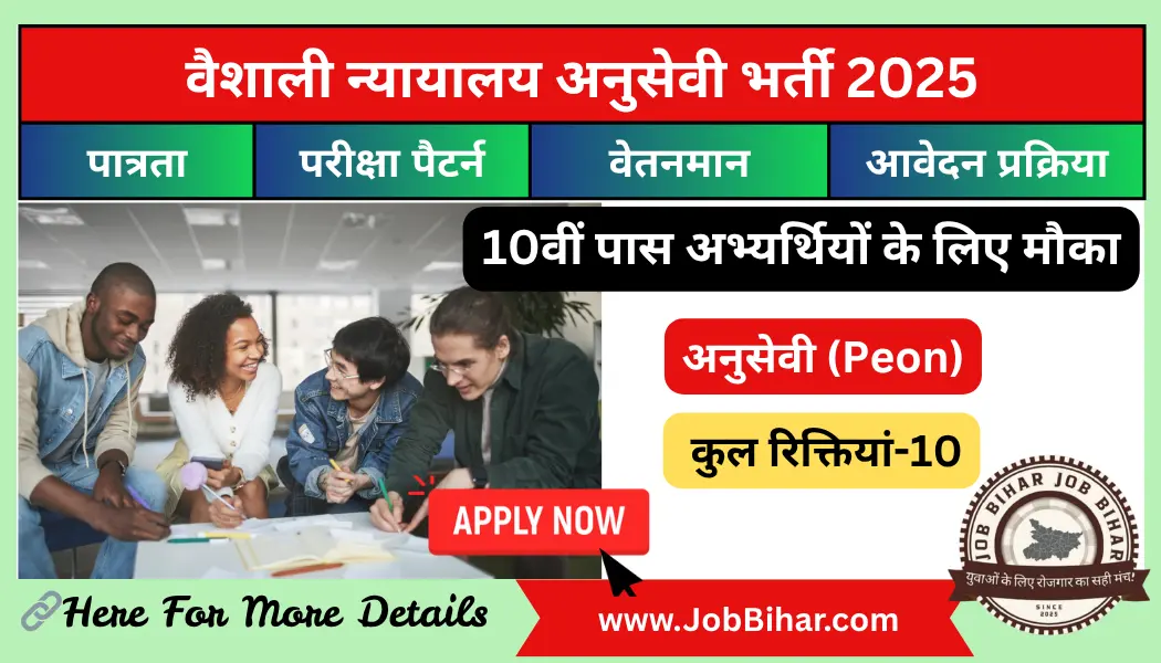Vaishali District Court Peon Recruitment 2025 - वैशाली न्यायालय अनुसेवी भर्ती 2025