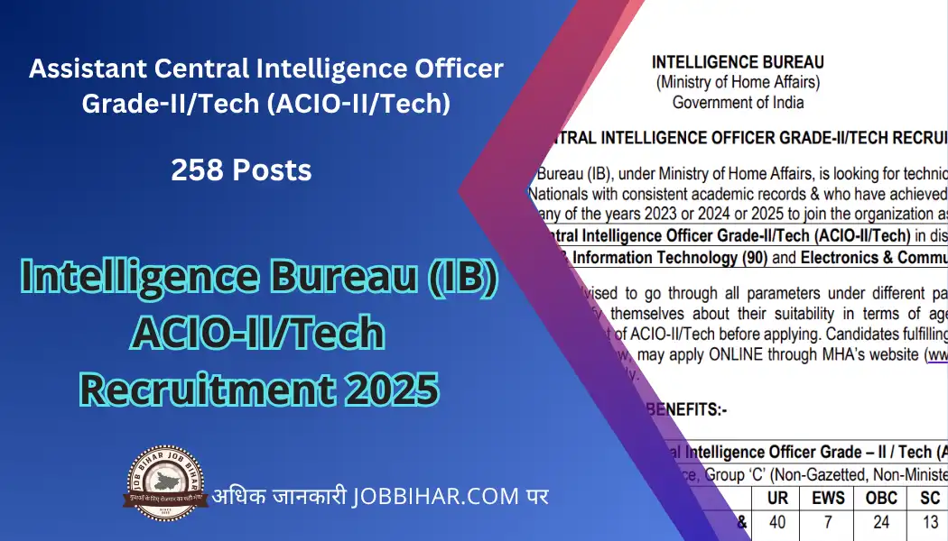 Intelligence Bureau (IB) ACIO-II/Tech Recruitment 2025 short detail image