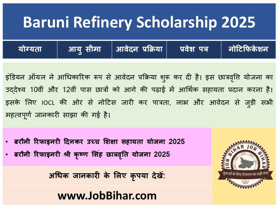 Baruni Refinery Scholarship 2025 : this is scholarship post