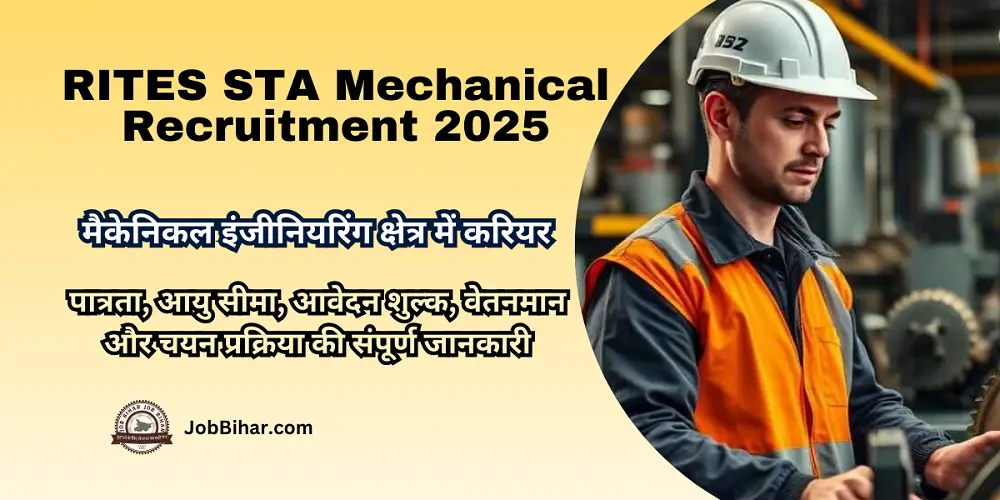RITES STA Mechanical Recruitment 2025 Apply Online Notification