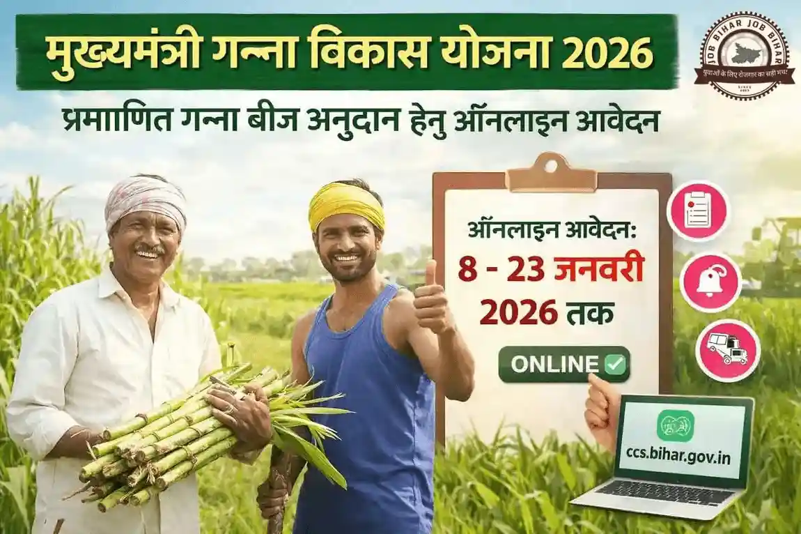 मुख्यमंत्री गन्ना विकास योजना 2026 में गन्ना किसानों के लिए बीज अनुदान और ऑनलाइन आवेदन प्रक्रिया
