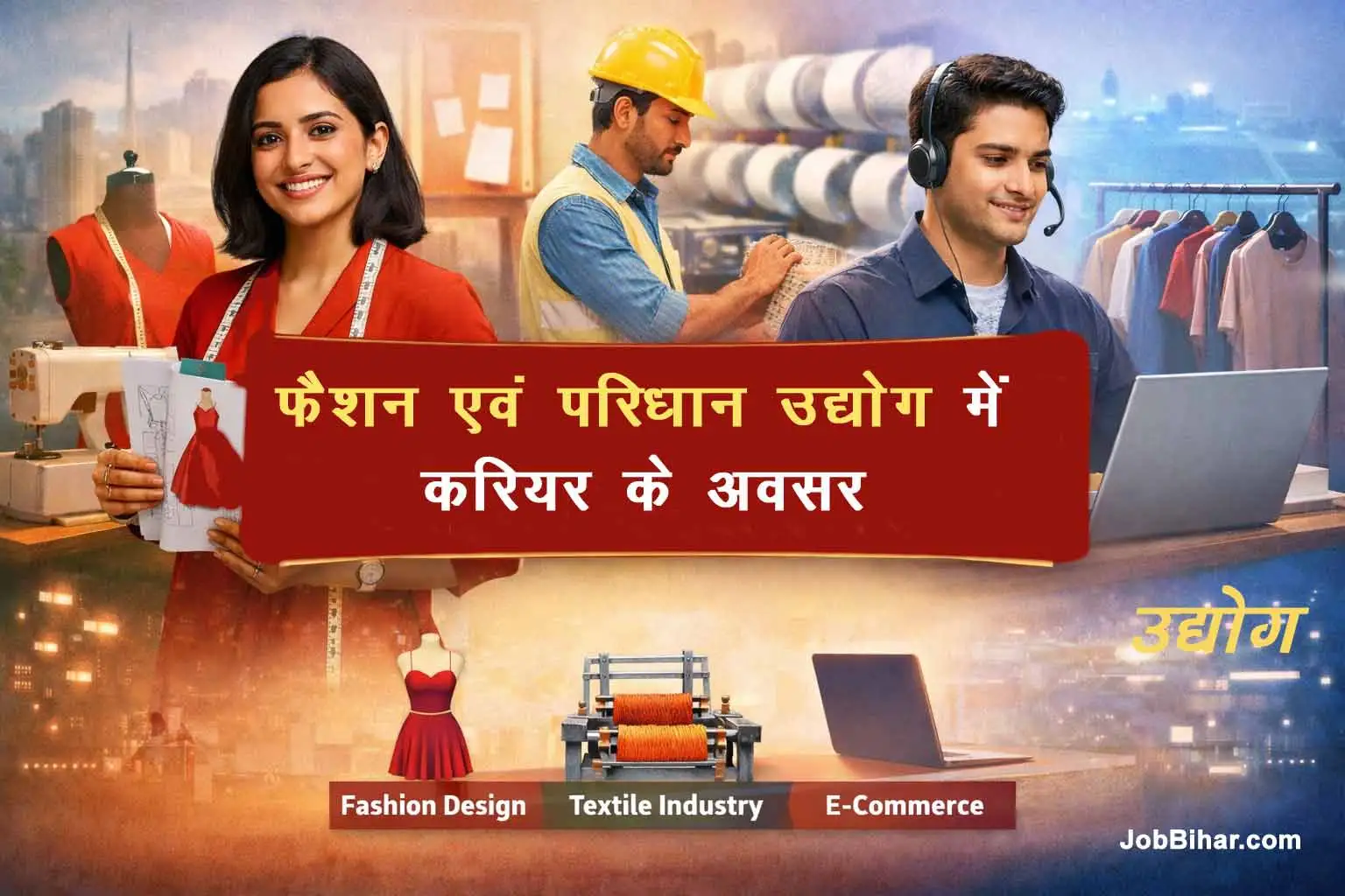 फैशन एवं परिधान उद्योग में करियर के अवसर 2026 की जानकारी दर्शाती फीचर इमेज