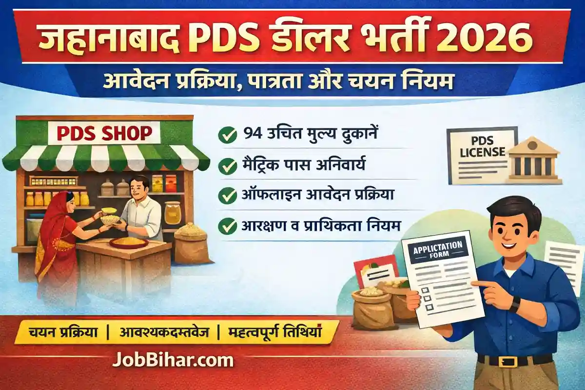 Jehanabad PDS Dealer Recruitment 2026 – जहानाबाद जन वितरण प्रणाली डीलर भर्ती आवेदन प्रक्रिया और पात्रता
